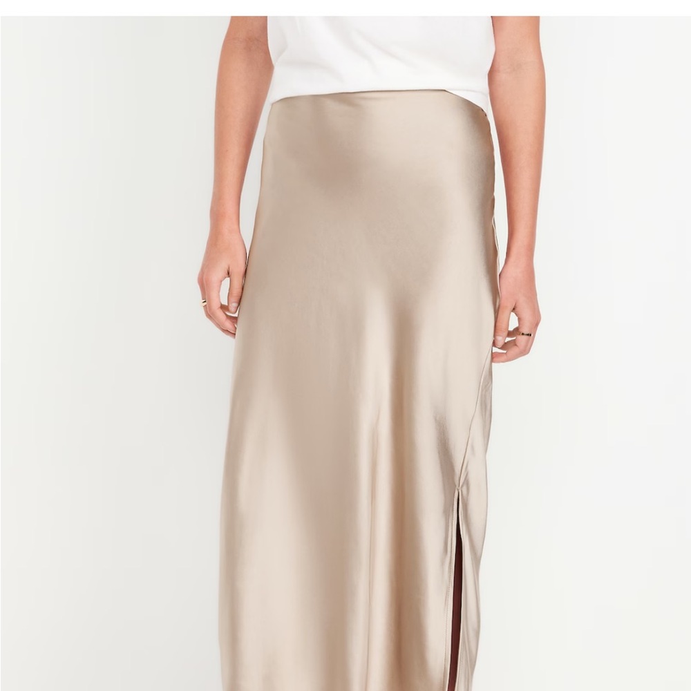 Old Navy Cream Tan Maxi Slip Skirt with Slit